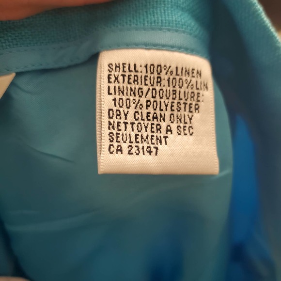 🎯Vintage Talbots Turquoise Irish Linen High Rise Pleated Front Wide Leg Pant 12 - Picture 15 of 16